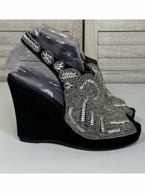 JEFFREY CAMPBELL Women's Handmade Ibiza "Jenny" Platform Peeptoe Wedges-7.5